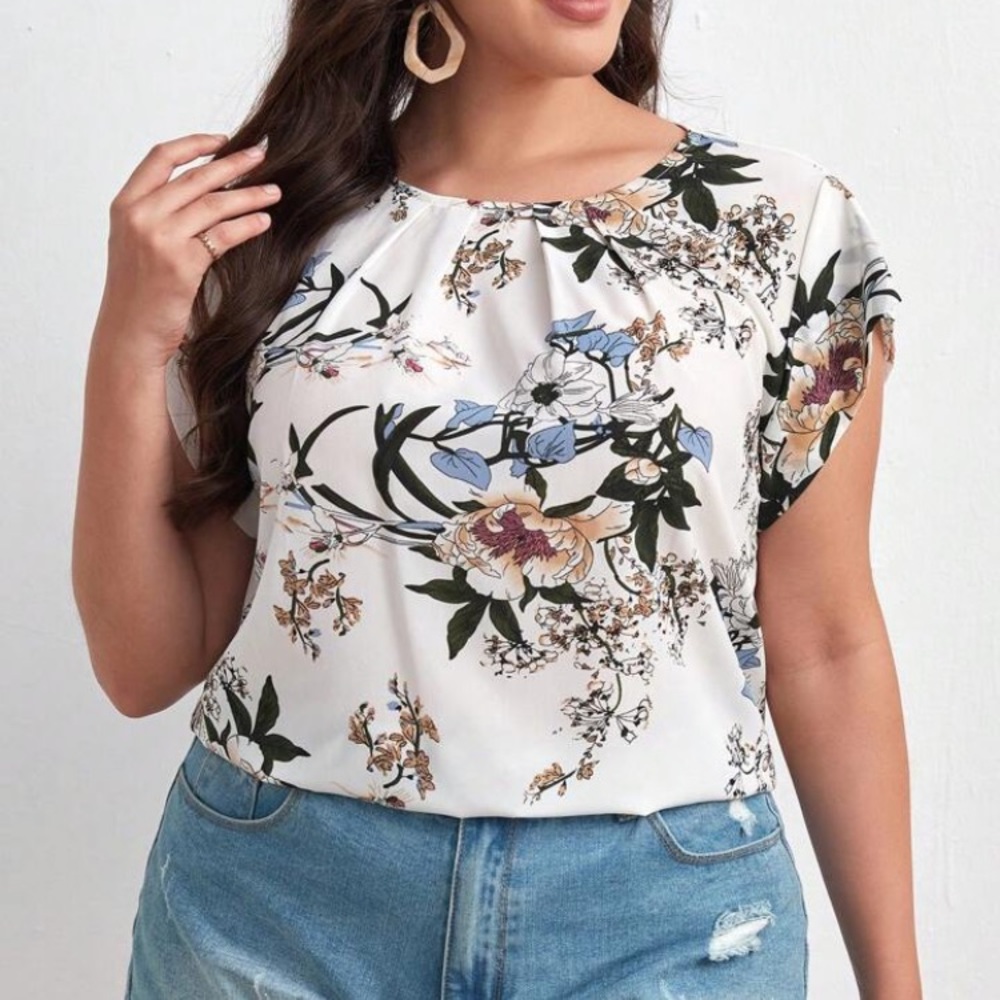 Women’s Clasi Plus Floral Print Butterfly Sleeve Blouse